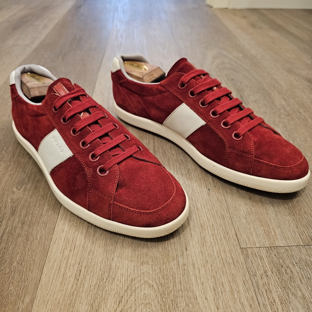 Prada Red Suede Men's Sneakers 4E2845